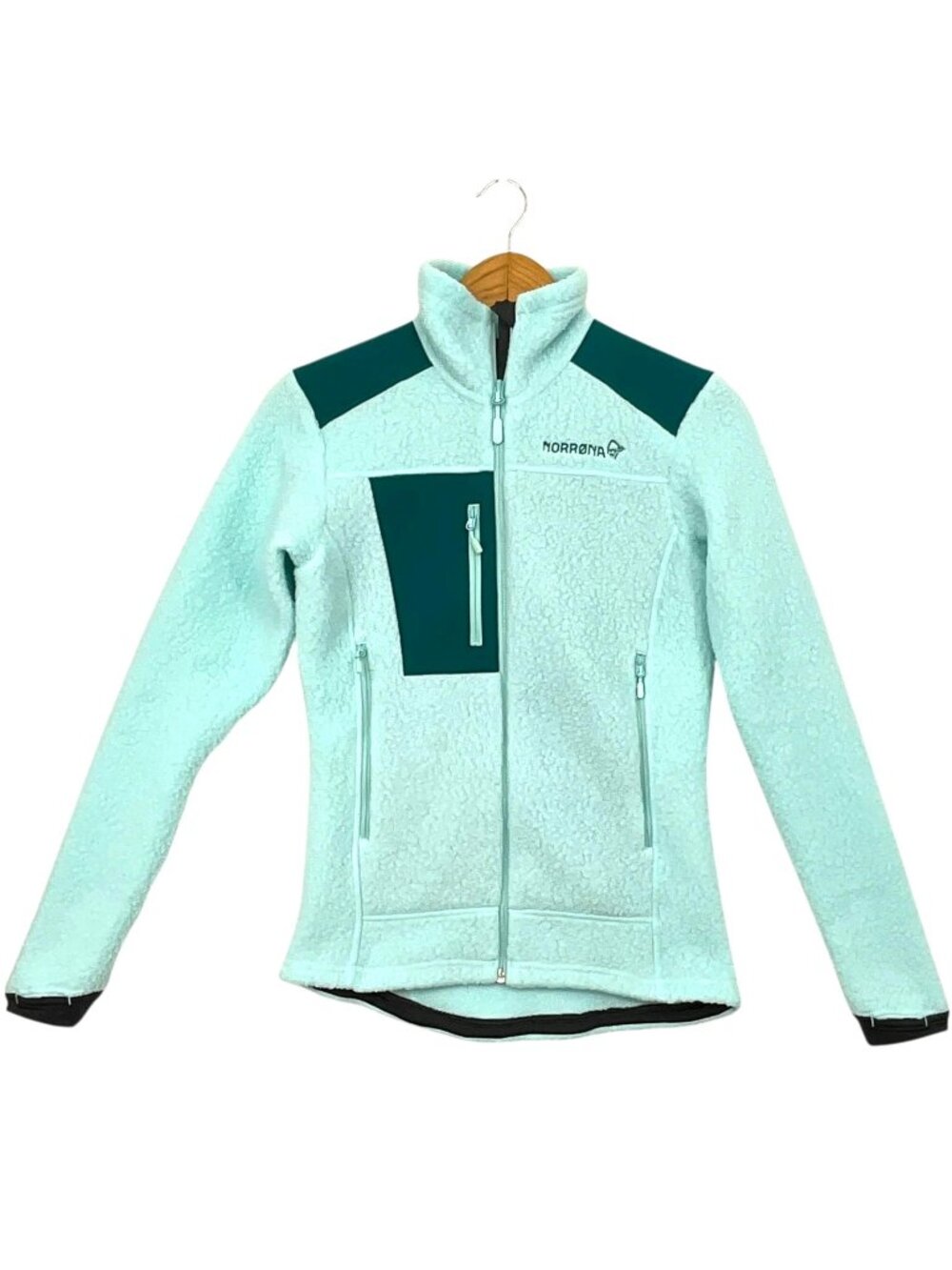 Norrona Trollveggen Thermal Pro Fleece Jacket Womens Small Blue Full Zip Outdoor